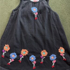 VNTG 90s Floral Embroidered Black Girls Dress Simon Sez by Michael Simon
